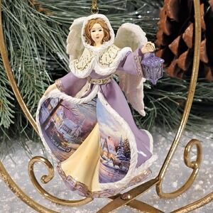 Thomas Kinkade Winter Angels of Light 2005 Lavender Ornament Collection Memories